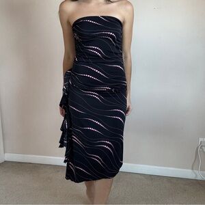 XOXO Strapless Black Dress with Pink Dots